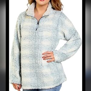 True grit DYLAN Big Plaid Frosty Tipped Women's Stadium Pullover in Blue